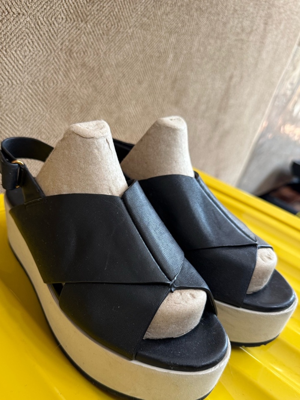 Vince Westlan Black Platform Summer Sandals Slingback Wedges for Women